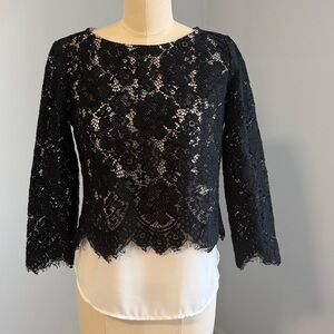 Banana Republic Cream and Black Lace Women's Top SZXS